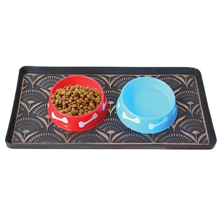 Art & Artifact - Floral Fans Rubber Boot/Shoe Tray - Heavy Duty Footwear Mat Traps Mud, Water and Mess to Protect Floors