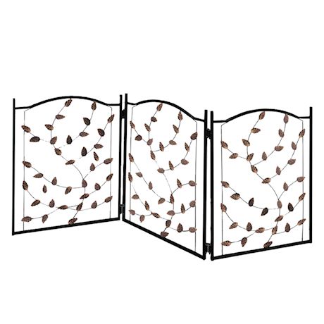 Etna 3-Panel Leaf Design Metal Pet Gate - Decorative Tri Fold Dog Fence