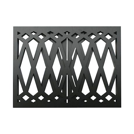 Etna 3-Panel Diamond Design Wood Pet Gate - Decorative Tri Fold Dog Fence - Black
