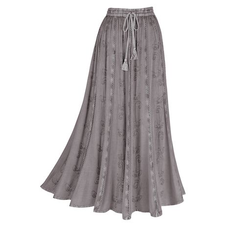 Catalog Classics Women's Over-Dyed Maxi Skirt - Elastic Waistband 36" Long - Denim Colored Rayon