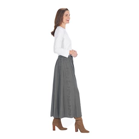Catalog Classics Women's Over-Dyed Maxi Skirt - Elastic Waistband 36" Long - Denim Colored Rayon