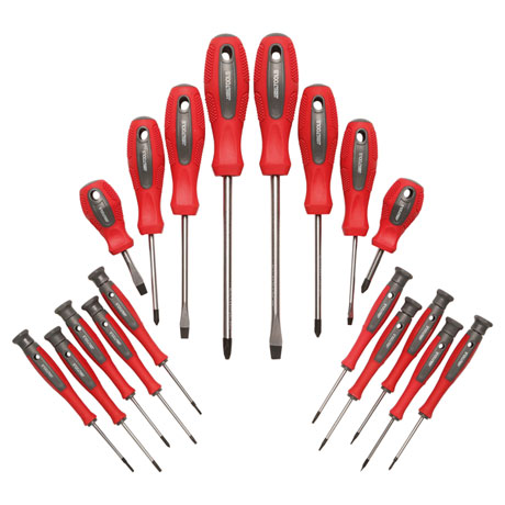 Great Working Tools 18 Piece Screwdriver Set - Magnetic Tips, Chrome Vanadium Steel Blades, Storage Rack