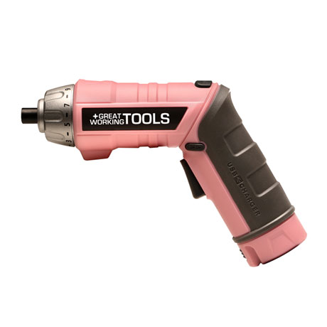 Great Working Tools 45 Piece Cordless Power Screwdriver Set - 3.6v Battery, Pink