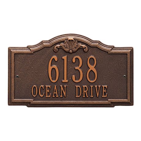 Whitehall Personalized Address Plaque - Custom 2-Line Cast Aluminum Gatewood House Number Wall Sign (15.25'W x 10'H)