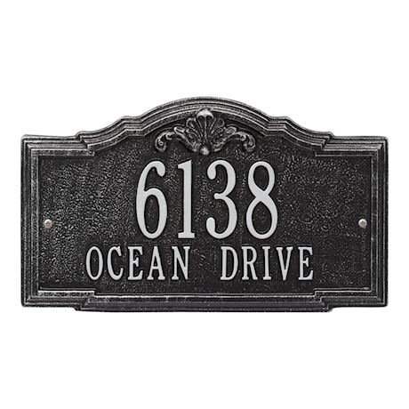 Whitehall Personalized Address Plaque - Custom 2-Line Cast Aluminum Gatewood House Number Wall Sign (15.25"W x 10"H)