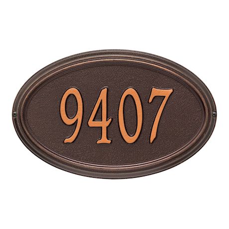 Whitehall Personalized Address Plaque - Custom 1-Line Cast Aluminum Concord Oval House Number Wall Sign (15'W x 9.5'H)