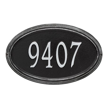 Whitehall Personalized Address Plaque - Custom 1-Line Cast Aluminum Concord Oval House Number Wall Sign (15"W x 9.5"H)