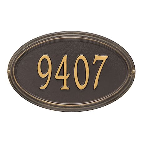 Whitehall Personalized Address Plaque - Custom 1-Line Cast Aluminum Concord Oval House Number Wall Sign (15"W x 9.5"H)
