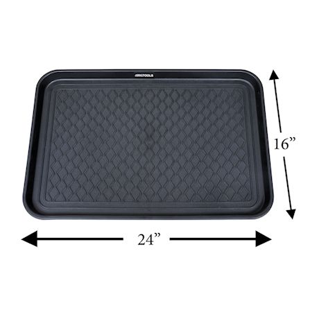 Great Working Tools Boot Trays - Set of 2 Black All Weather Heavy Duty Shoe Trays, Dog Bowl or Cat Bowl Mats Trap Mud, Water and Pet Food Mess to Protect Floors - 23.75" x 15.5" x 1.25"