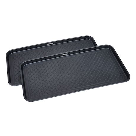 Great Working Tools Boot Trays - Set of 2 Black All Weather Heavy Duty Shoe Trays, Dog Bowl or Cat Bowl Mats Trap Mud, Water and Pet Food Mess to Protect Floors - 30" x 15" x 1.2"