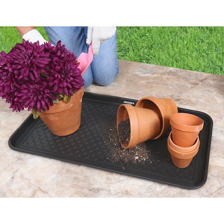 Great Working Tools Boot Trays - Set of 2 Black All Weather Heavy Duty Shoe Trays, Dog Bowl or Cat Bowl Mats Trap Mud, Water and Pet Food Mess to Protect Floors - 30" x 15" x 1.2"