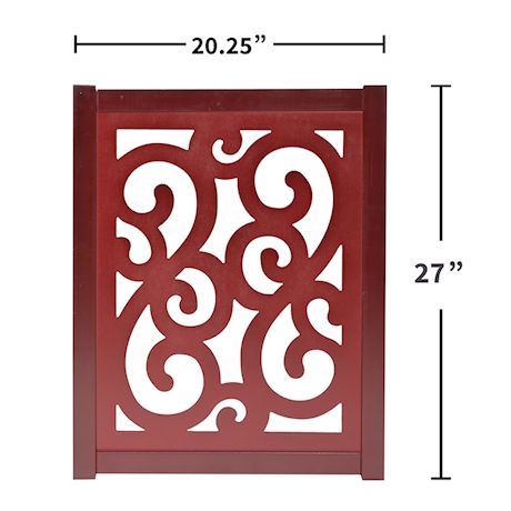 Home District Freestanding Pet Gate, Solid Wood 3-Panel Tri-Fold Folding Dog Gate Dog Fence for Doorways Stairs Decorative Pet Barrier - Mahogany Scroll Design, 81" x 27"