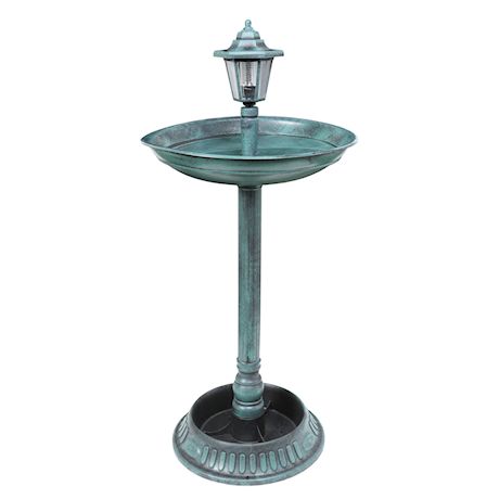 Art & Artifact Solar Lamp Post Bird Bath - Weather Resistant Outdoor Pedestal LED Light with Flower Planter - Lawn and Garden Accent