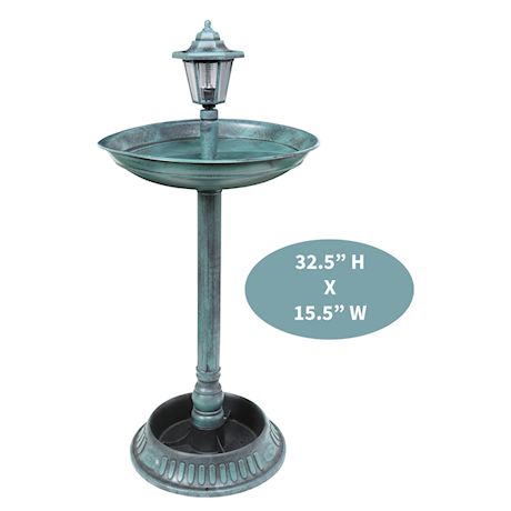 Art & Artifact Solar Lamp Post Bird Bath - Weather Resistant Outdoor Pedestal LED Light with Flower Planter - Lawn and Garden Accent