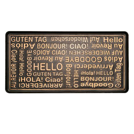 Art & Artifact Hello Goodbye Foreign Languarges Boot Tray Shoe Tray - Large Rubber Floor Protector - 32" x 16"