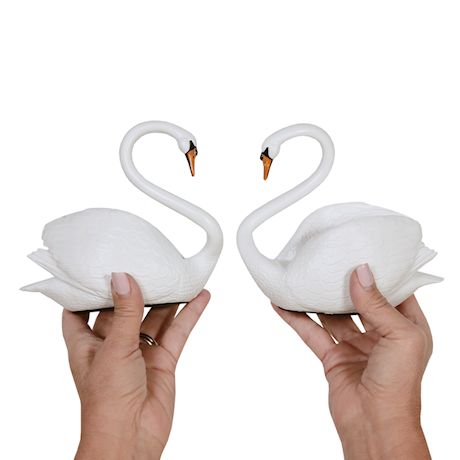 Art & Artifact Two Piece Loving Swans - Intertwined Bird Pair Heart Sculpture, Home Decor Accent, Centerpiece