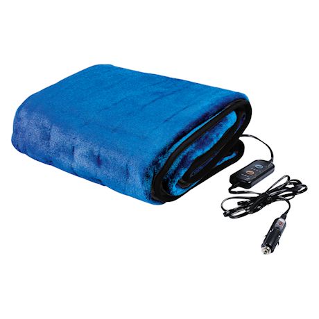 Great Working Tools Heated Electric Car Blanket, Gray - 3 Heat Settings, Auto Shutoff, Washable, 55" X 40", Long 8' Cord Plugs into Car's 12v Outlet, Blue