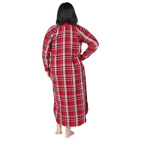 Metropolitan Manufacturing Womens Flannel Lounger - Long Plaid Night Gown