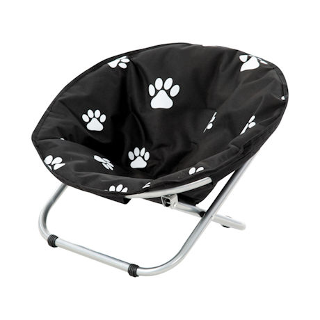 Folding Pet Cot Chair - Elevated Cat Bed, Paw Print Papsan Chair for Small Dogs