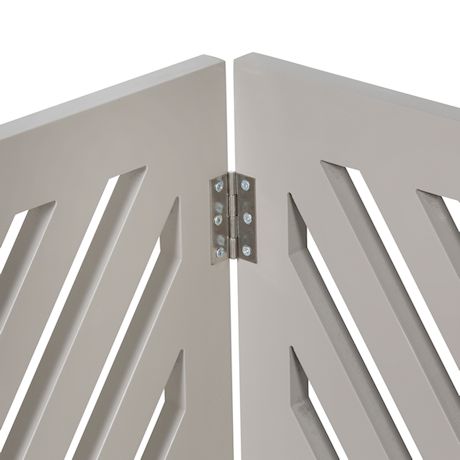 Home District Freestanding Pet Gate Real Wood 3-Panel Tri Fold Folding Dog Fence - White Lattice Design, 53" x 24"