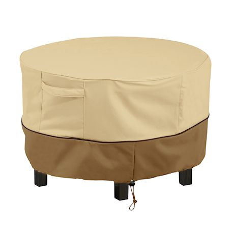 Home District Patio Table Cover - Round Outdoor Dining Table Furniture Protector with Adjustable Toggles, Click Close Straps, 48" x 26"