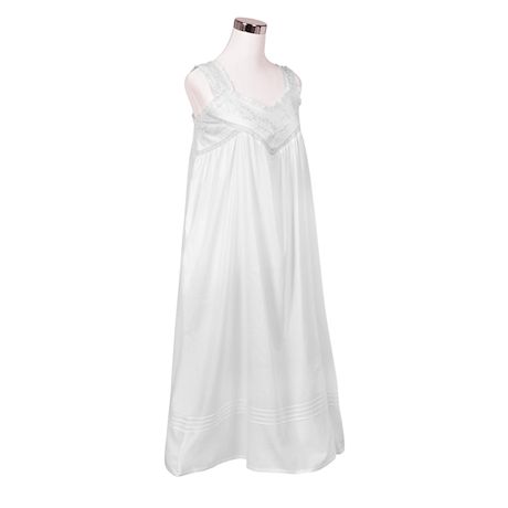 Floriana Womens Floral Embroidered Nightgown - Sleeveless Cotton Chemise with Pockets