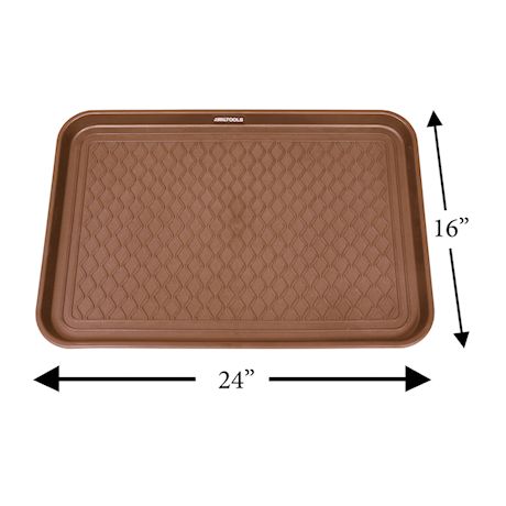 Great Working Tools Boot Trays - Set of 2 Brown All Weather Heavy Duty Shoe Trays, Pet Bowl Mats Trap Mud, Water and Food Mess to Protect Floors - Brown, 23.75" x 15.5" x 1.25"