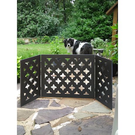 Etna Freestanding Wood Pet Gate 3-Panel Tri Fold Dog Fence - 48" Wide x 19" High - Black Starlight