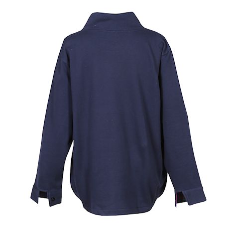 Metropolitan Women's 1/4 Button Up Top - Pullover Sweatshirt, Plaid Print Lined