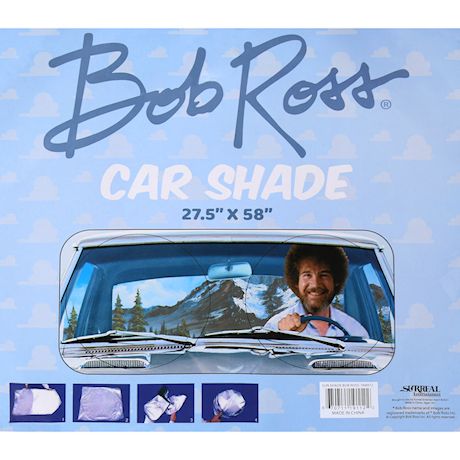 CLASSIC IMPORTS Bob Ross Car Sun Shade, Joy of Painting Auto Windshield Sunshade Screen - 59" x 27"