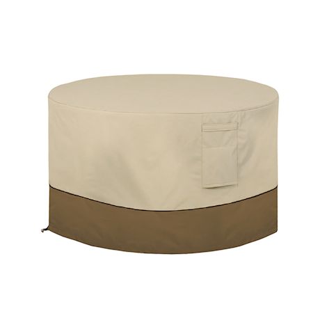 HOME DISTRICT Fire Pit Cover Waterproof Round Patio Fire Bowl Cover, Outdoor Heavy Duty Gas Firepit Table Covers with Air Vents and Handles, 36" x 20" - Beige & Brown