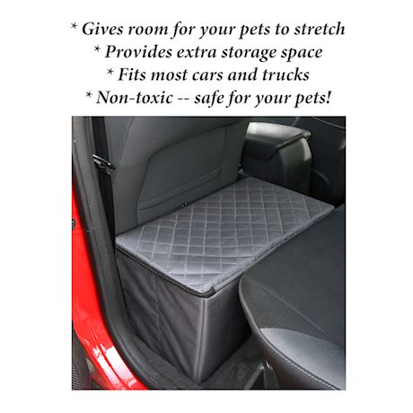 Dog Car Back Seat Extender - Safer More Comfortable Back Seat Platform & Storage - Gray
