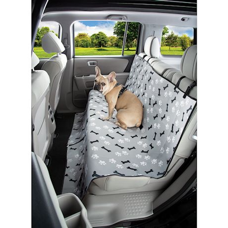 Etna Waterproof Pet Seat Cover - Car Dog Mat Protects Vehicle from Dirt, Mud, Water and Scratches - Paw and Bone Print