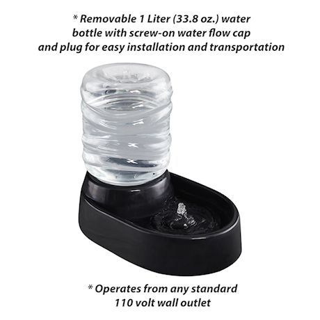 Etna Electric Pet Water Fountain - BPA Free Pet Waterer Bowl, Cat and Dog Water Bubbler Dish Holds 1 Liter