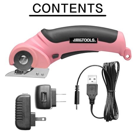 GREAT WORKING TOOLS Electric Scissors Cordless Electric Scissors for Cutting Fabric, Cardboard, Plastic, Electric Rotary Cutter, Pink
