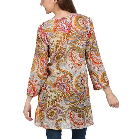 Womens Floral Embroidered Sheer Blouse - Paisley Cute Tops for Women by Floriana