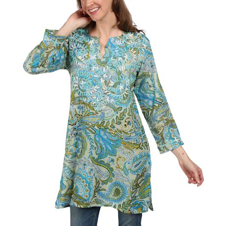 Womens Floral Embroidered Sheer Blouse - Paisley Cute Tops for Women by Floriana