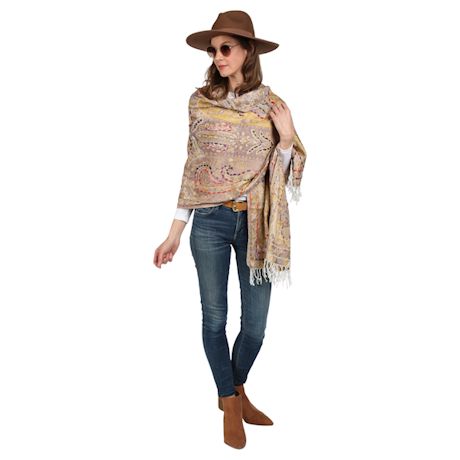 Floriana Womens Embroidered Scarf Pashmina - Scarves for Women Lightweight