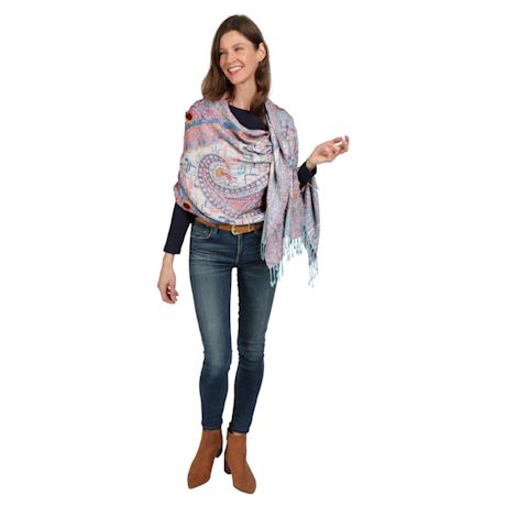 Floriana Womens Embroidered Scarf Pashmina - Scarves for Women Lightweight
