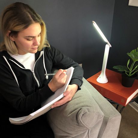 ODASH Folding LED Desk Lamp Portable Table Lamp Reading Lamp with 3 Brightness Settings USB Powered Desk Lamp or Battery Powered Lamp, White