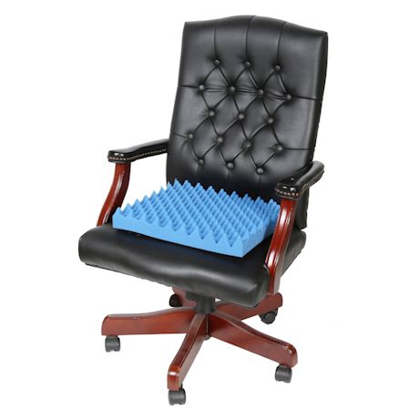 HERMELL Egg Crate Foam Cushion Wheelchair Cushion Extra Wide Seat Cushion for Tailbone Pain Relief 3 Inch Thick - Blue
