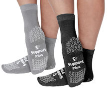 Support Plus Bariatric Slipper Socks - Black/Grey - 2 Pairs