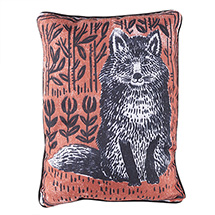 Woodblock Woodland Animals Pillow - Fox Pillow (13" x 18")