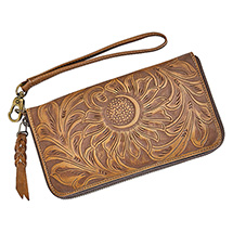 Sunflower Tooled Leather Wallet