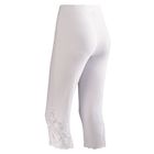 Alternate image for Stretch Capri Pants - Lace Cut Out Side Accents with Scalloped Hemline