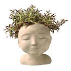Head of a Man Indoor/Outdoor Resin Planter - Plants Look Like Hair, 9" Tall