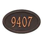 Alternate image for Whitehall Personalized Address Plaque - Custom 1-Line Cast Aluminum Concord Oval House Number Wall Sign (15'W x 9.5'H)