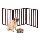 Alternate image for Home District Freestanding Pet Gate, Solid Wood 3-Panel Tri-Fold Folding Dog Gate Dog Fence for Doorways Stairs Decorative Pet Barrier - Mahogany Traditional Slat, 54' x 24'