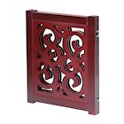 Alternate Image 2 for Home District Freestanding Pet Gate, Solid Wood 3-Panel Tri-Fold Folding Dog Gate Dog Fence for Doorways Stairs Decorative Pet Barrier - Mahogany Scroll Design, 47' x 19'
