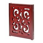 Alternate Image 2 for Home District Freestanding Pet Gate, Solid Wood 3-Panel Tri-Fold Folding Dog Gate Dog Fence for Doorways Stairs Decorative Pet Barrier - Mahogany Scroll Design, 81' x 27'